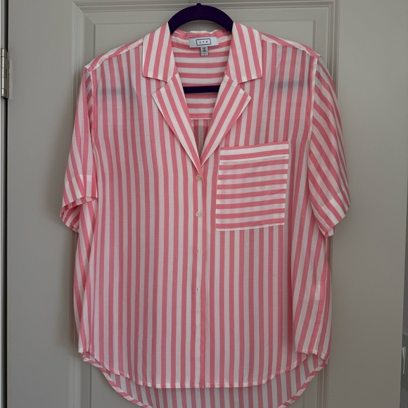 AYR Pink and White Striped Pool Boy Shirt - Picture 1 of 3